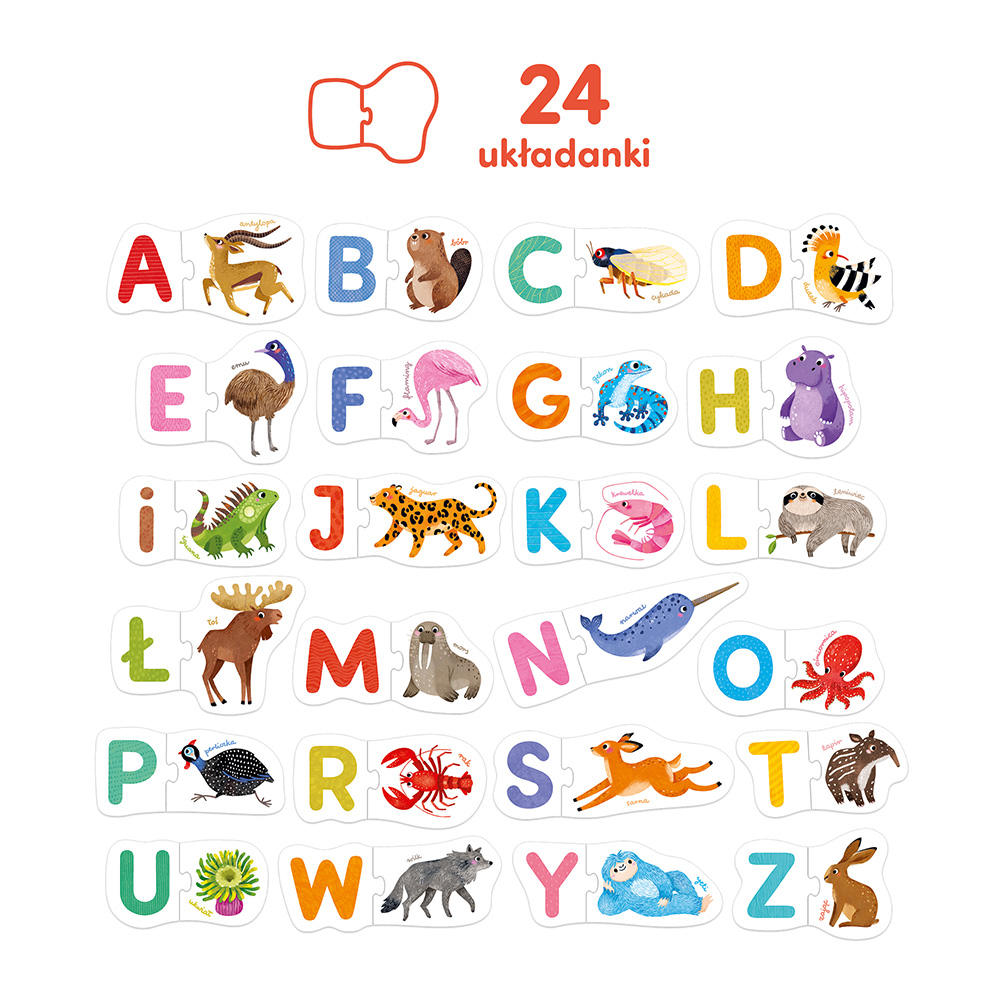 Puzzle do pary Literki 24 ukladanki z literami