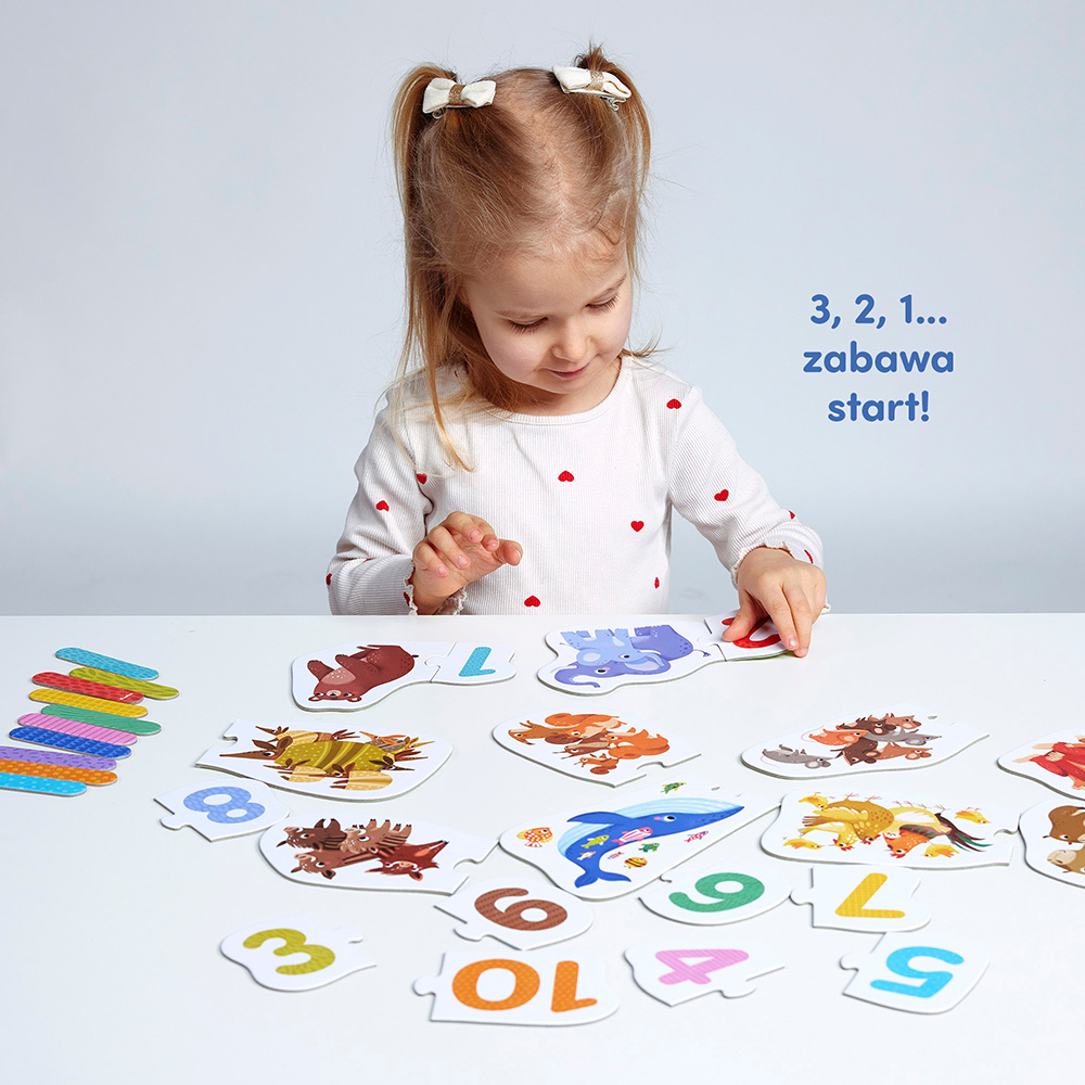 Puzzle do pary Cyfry liczenie dla dzieci 3+