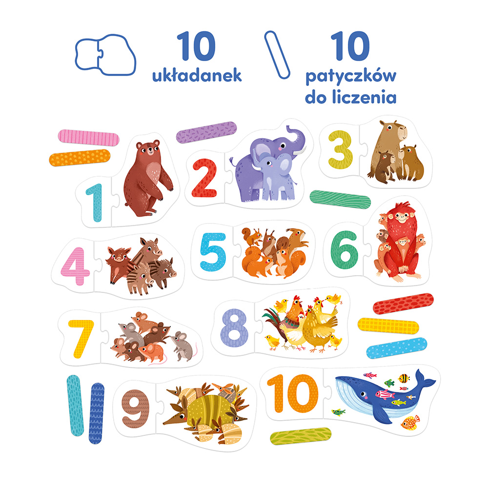 Puzzle do pary Cyferki 10 ukladanek do liczenia