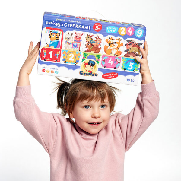 Puzzle z dziurka Pociag z cyferkami edukacyjny prezent dla dziecka 3+