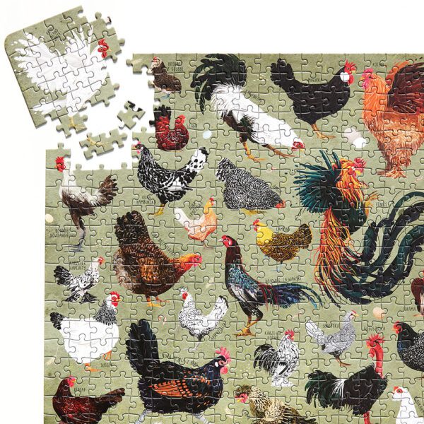 Puzzlove Kury - puzzle ilustracja z kurami i kogutami