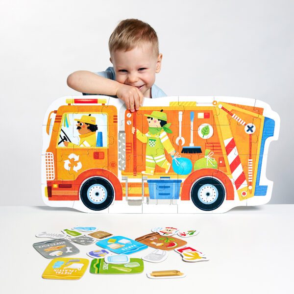 duza podlogowa ukladanka Smieciarka dla dzieci 2+